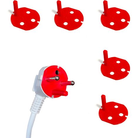 Détrompeurs de Prise Rouge Fiche Mâle - Courant 2P+ T – Compatible avec Toutes les Prises electriques rouges Standards (1/2)