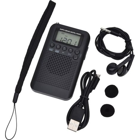（103x60x15mm）Portable Radio Mini Pocket Radio with Speaker FM/AM Digital Stereo DSP Receiver with Alarm Clock and Timer for Home and Outdoor Walking Personal Radio with Earphone (1/5)