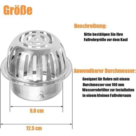 Crapaudines pour Gouttière - Protection Gouttiere Feuilles - Grille anti-feuilles en acier inoxydable pour gouttières - 100 mm - Protection contre les feuilles - Pour éviter les blocages (1/5)