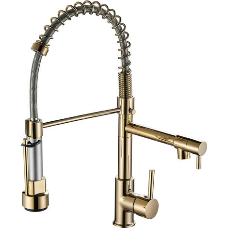 (8100G-G1/2) Robinet de cuisine avec douchette extractible, bec haut, poignée unique, ressort. (1/5)