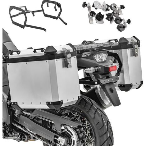 Alu-Koffer + Halterungen für Honda Africa Twin Adventure Sports 1100 GX45 Silber
