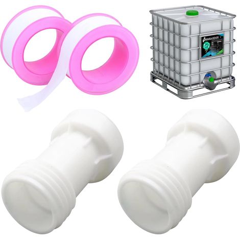 Lot de 2 Raccord Cuve 1000 Litres avec 2 Rubans d'Étanchéité, Adaptateur Cuve 1000L S60x6 Filetage Grossier, Rallonge IBC pour Récupérateur d'Eau de Pluie, Accessoires Cuve 1000L (11x6cm) (1/5)