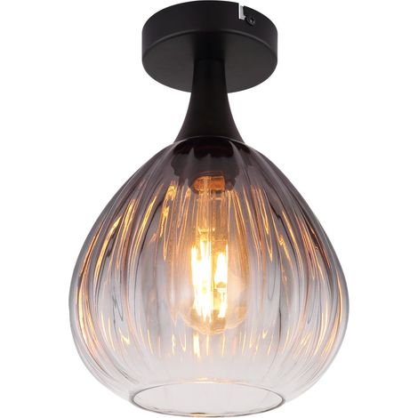 Globo - plafón - OLSEN - negro - vidrio - Ø 20cm - E27 - 15887D
