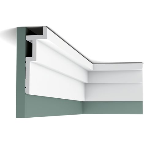 Cornice soffitto parete Orac Decor C396 MODERN STEPS cornice per illuminazione indiretta modanatura tipo stucco design moderno bianco 2 m (1/5)