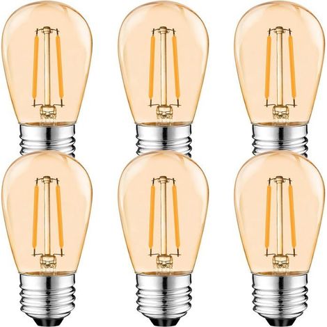 S14 E27 Edison LED Glühbirne,2W Vintage Filament Fadenlampe,Amber , Warmweiß 2700K, 360 ° Abstrahlwinkel, Nicht Dimmbar 6er-Pack (1/5)