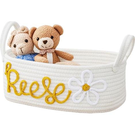 Cesta de regalo para bebé , cesta de almacenamiento decorativa tejida para guardería y juguetes.