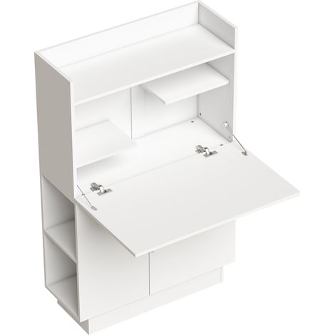 Bureau Urfemont pliable design rangement optimisé blanc compact 80 cm