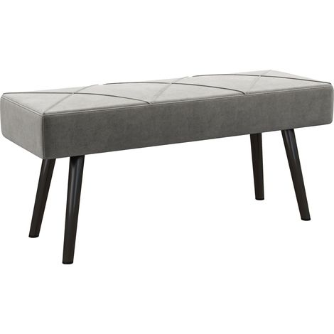 Banquette rembourrée en velours gris 100x36x45 cm, pieds en acier, charge max 120 kg (1/5)