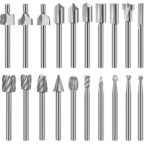 High Hardness Engraving Bit Set, 10pcs Carbide Engraving Bits 10pcs Router Bits 1/8" (3mm) Shank for Rotary Tools for Wood DIY, Carving, Drilling, Engraving, Trimming (1/5)