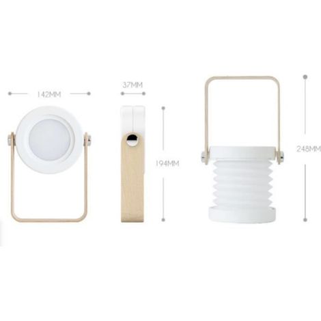 Lampe de chevet Dimmable Touch Light Lanterne LED veilleuse portable lampe de table pliante avec poignée en bois (blanc) (1/4)