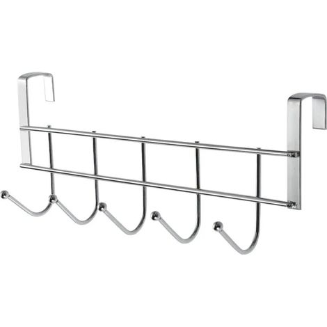 Türgarderobe mit 5 Haken – Hakenleiste für Handtücher – Garderobe für die Türinnenseite – Türhaken für Bad, Flur und Schlafzimmer – Garderobenhaken ohne Bohren