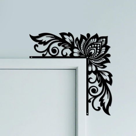 Hummingbirds and vines retro metal door frame ornament Black Door Wall Art Deco Original Corner Gate Wall Decor for Kids Bedroom Home Bathroom (1/5)
