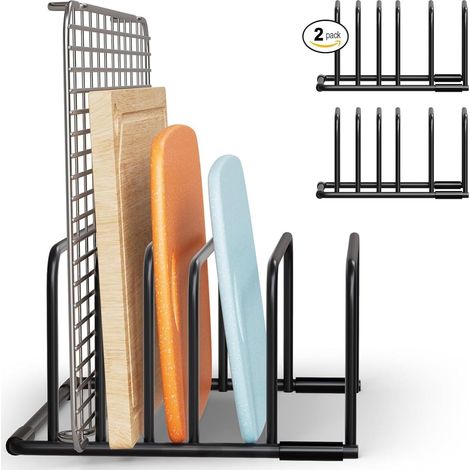 Support pour plaques de Cuisson et Planches à découper - Rangement des casseroles - Organisateur de Placard de Cuisine - Blanc (1/5)