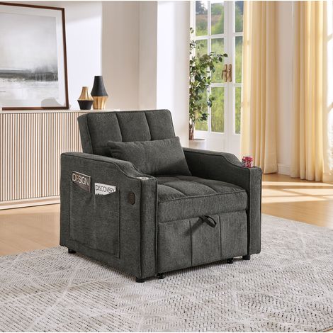 fauteuil canapé lit 3 en 1 190 cm inclinable gris foncé OKMYHOME (1/5)