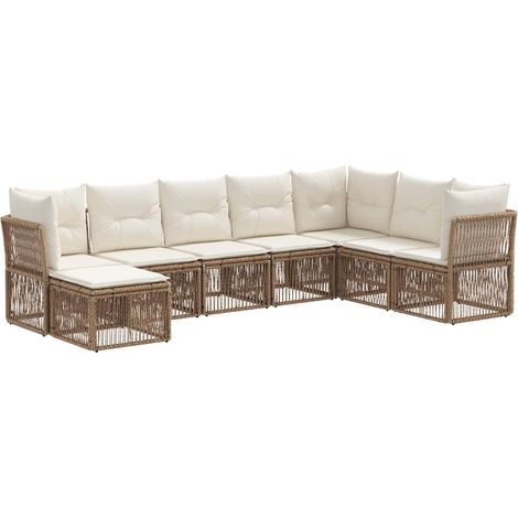 Gartensofa-set 8 pcs Beige Poly-Rattan vidaXL