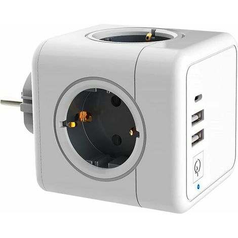 Green Mobility-Prise USB Multiple, Multiprise Murale Cube 4 Prises avec 2 USB Secteur, Avec 1 alimentation Type-C,7 en 1 Bloc Multiprises USB Secteur avec Interrupteur, Multiprise Electrique Murale US (1/5)