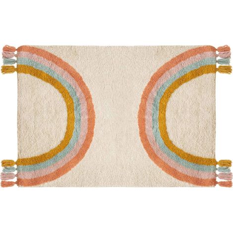 Tapis enfant rectangulaire à pompons ARC EN CIEL (1/5)
