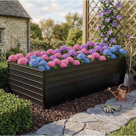 Bancal elevado 219x112x64 cm negro de metal con base abierta y estructura reforzada (1/4)