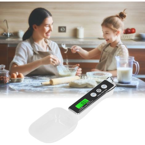 Elektronische Haushaltswaage mit Doppellöffel, 500g/0,1g Löffeln, Zutatenwaage, umschaltbar zwischen großen und kleinen Löffeln, schwarz. (1/5)