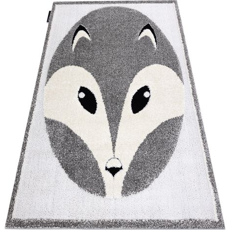 Moderner Kinderteppich JOY Fox, Fuchs für Kinder - strukturelle, zwei Ebenen aus Vlies grau / creme grey 120x170 cm