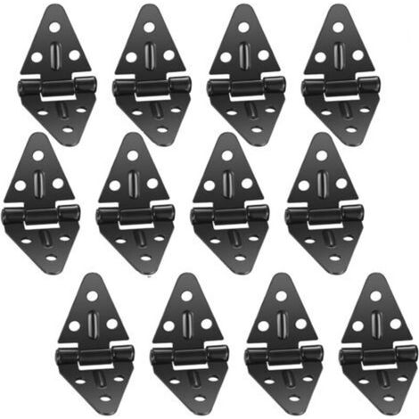 12 Pieces Folding Hinges, 180 Degree Black Hinge, Furniture Hinge, for Cabinet, Wardrobe, Wooden Box, Folding Table, Hinges for Garden Doors (Screws not included) (1/4)