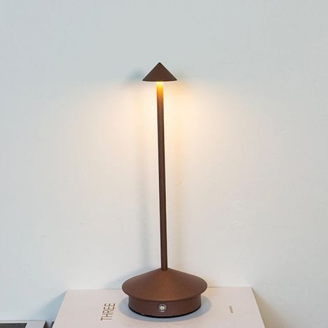 Dimmbare LED-Schreibtischlampe, IP54 wasserdicht, für den Innen- und Außenbereich geeignet, mit Stecker, 29 cm hoch, braun