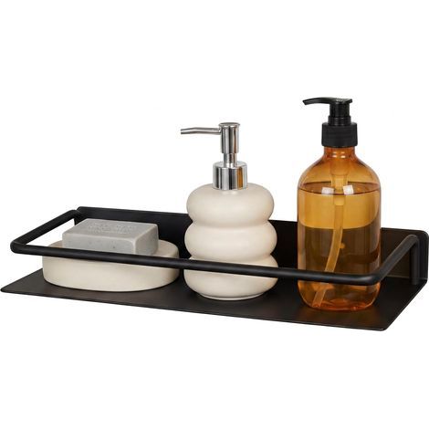Étagère Murale Aluminium avec Rebord 30cm–Noire,Design Flottant Étagère murale alu 30 cm avec rebord antichute.Noire mate,fixation invisible.Charge 5kg.Salle de bain,cuisine,entrée,bureau (1/5)