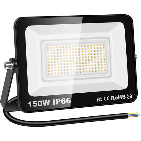 1x 150W Projecteur d'extérieur Led, 15000LM Luminaire Exterieur, IP66 étanche Éclairage de Sécurité, Projecteur led lampe de Patio Garage Terrasse Jardin Chantier, 3000K Blanc Neutre (1/5)