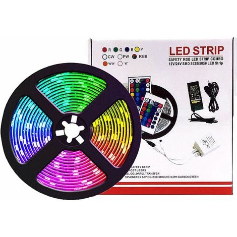 Bande lumineuse LED Bluetooth, bande lumineuse LED 5M RGB 5050 IP65 avec 28 modes dynamiques, bande lumineuse multicolore contrôlée par l'application et la télécommande, synchronisée avec le rythme de (1/5)