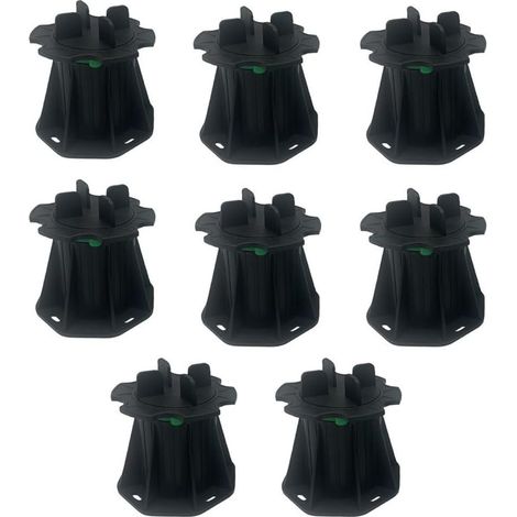 Lot de 8 supports réglables en plastique robuste pour solives en bois et pavés - 80-108 mm - Noir (1/5)
