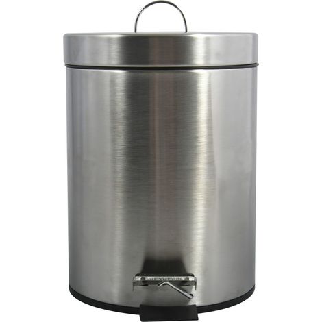 Poubelle à pédale Inox 5L Inox Satiné MSV (1/5)