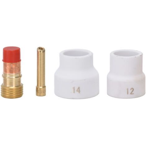4pcs TIG Gas Lens Kit White Ceramic Short Bevel Electrode Holder Connector for WP 17 18 26 (1/5)