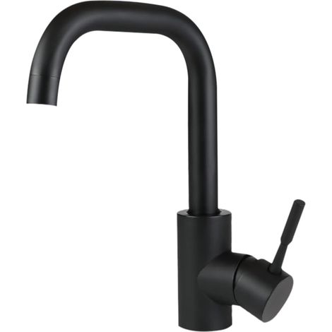 ZMH Robinet salle de bain lavabo - robinet haute pression d'eau chaude et froide hauteur 170mm Mélangeur en acier inoxydable pour salle de bains WC évier cuisine, noir