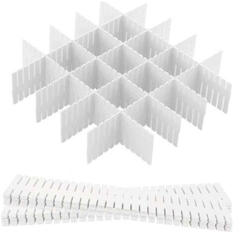 Drawer Divider, 12 Units, Grid Drawer Divider, Adjustable, Plastic Drawer Dividers for Underwear, Socks, Belts, Office Supplies (White) (1/4)