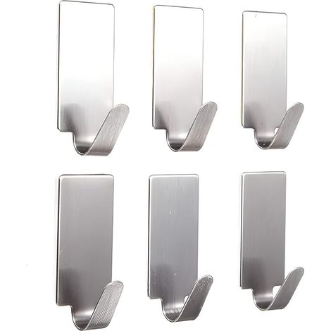6 Set Haken Ohne Bohren aus Edelstahl, Handtuchhalter, Handtuchhaken, Towel Holder, Haken Zum Kleben im Badezimmer oder Küche, Selbstklebende Wandhaken Für Handtücher, Badzubehör, Badhaken Dusche (1/5)