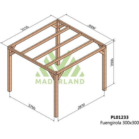 Pérgola de Madera Laminada Fuengirola (Maderland) - Gardeneas - 300 x 300 cm