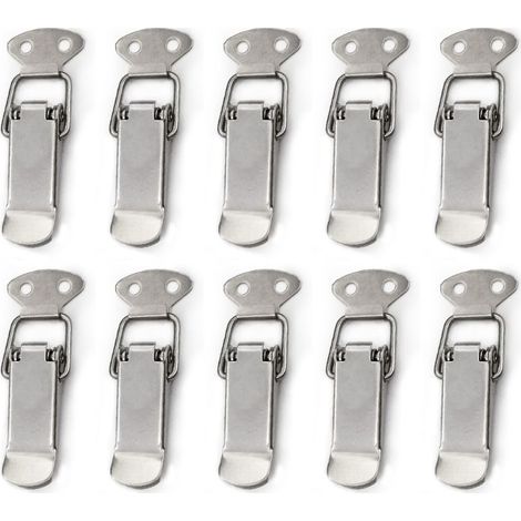 Lot de 10 verrous à bascule à ressort pour portes, tiroirs, armoires, placards et valises.