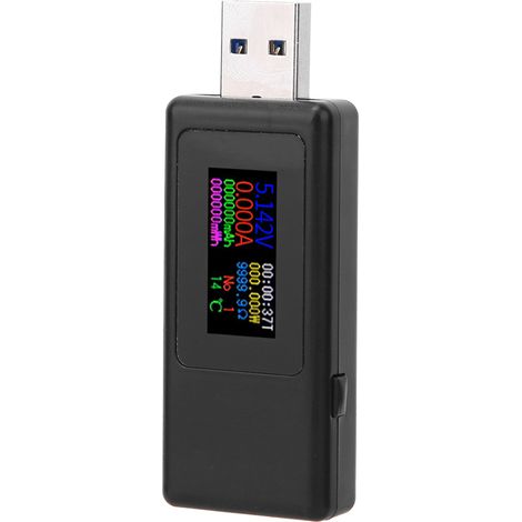 Testeur de chargeur USB, minuterie de batterie de précision à 4 chiffres pour courant/tension, blanc/noir. (1/5)