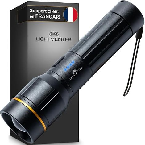 Lampe torche led ultra puissante (2000 lumens, batterie 5000 mAh) - Lampe torche LED rechargeable - Lampe de poche - Lampe LED rechargeable (1/5)