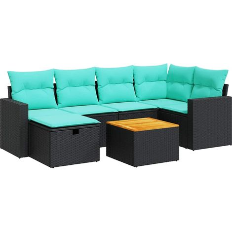 Maison Exclusive - Set Divani da Giardino con Cuscini 7pz Nero Polyrattan (1/5)