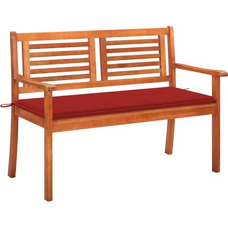 vidaXL Banco de jardín 2 plazas madera maciza eucalipto y cojín 120 cm (1/5)