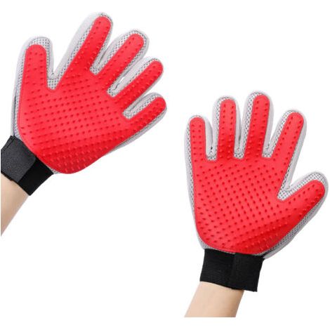QORVA-Gants de toilettage pour animaux de compagnie, gant de brosse pour l'épilation en douceur, gant de massage pour poils longs/courts, gant d'épilation efficace pour chat, chien, lapin (1 bis）