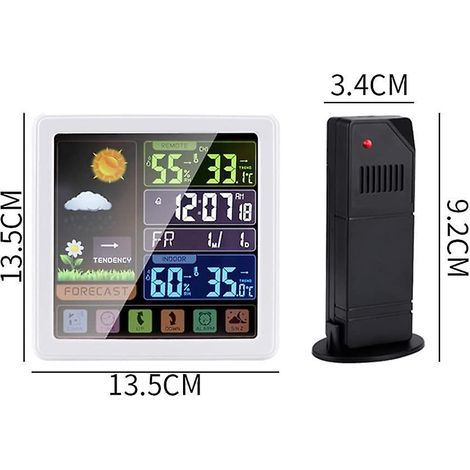 Station météo sans fil avec capteur extérieur/intérieur, moniteur numérique de température et d'humidité, réveil.
