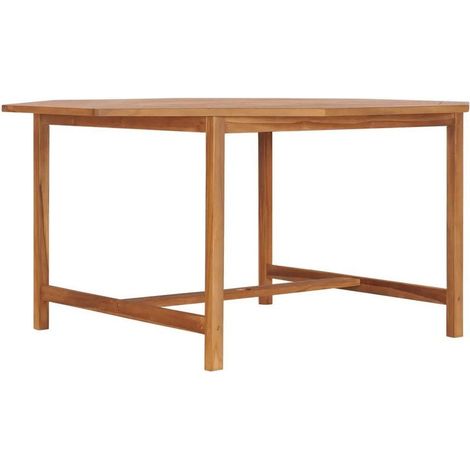 Table de jardin octogonale teck massif clair Ampiz 150cm (1/5)