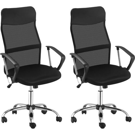 Fauteuil de bureau - HOMCOM - Tissu en maille - 63x65x119cm - Noir (1/5)