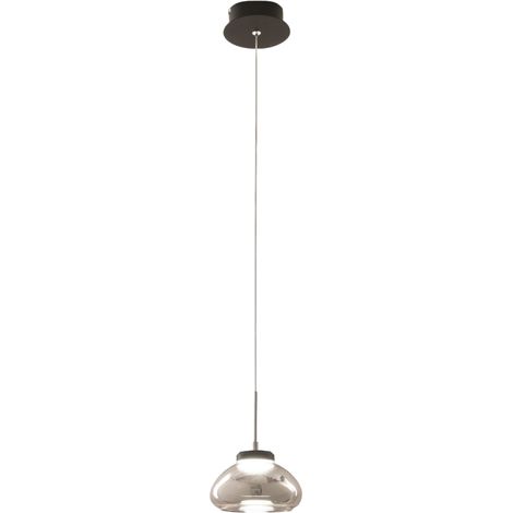 Arabella - Suspension Simple De Fabas Luce - Led 8W - Plafonnier Diamètre 14Cm Fumé (1/4)