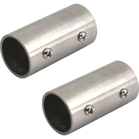 Lot de 2 tiges de raccordement de tuyau en acier inoxydable de 25 mm pour étagères, tringles de suspension, clôture, main courante (1/5)