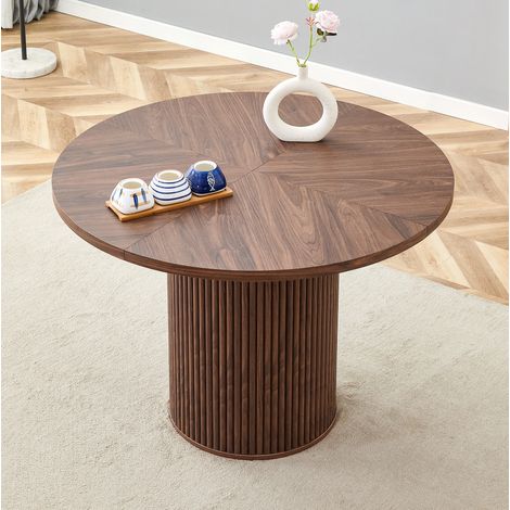 Tavolo da pranzo rotondo 100 cm in MDF color noce con vano contenitore OKMYHOME (1/5)