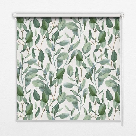 Innenrollo Fensterrollo - Rollo ohne Bohren - Sichtschutzrollo - Lichtdurchlässiges Rollo - Rechteckiges - Rollo - (80 cm x 140 cm) - Blätter an den Zweigen (1/5)