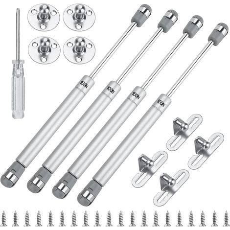 4 Pièces Verin Hydraulique Kit d'Accessoires de Clapet à Ressort, 100N Vérins à Gaz Hydrauliques, Charniere Porte Cuisine pour Placard, Verin Meuble pour Télévision Meuble, Armoire, Étagère (1/5)